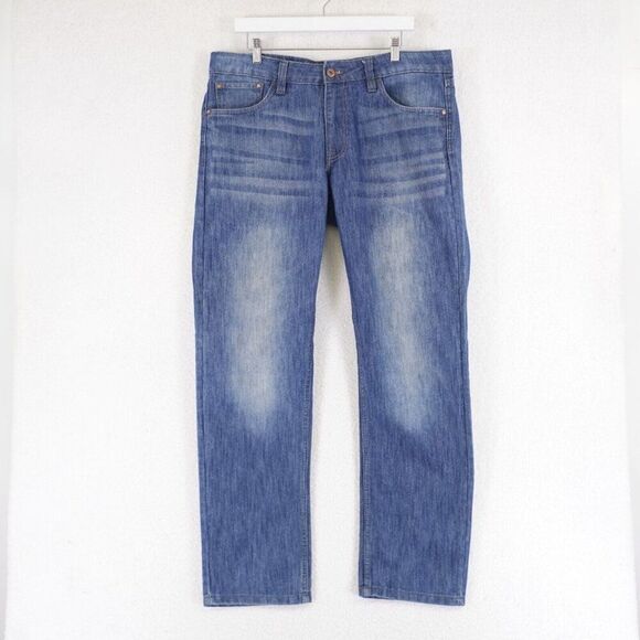 Weatherproof Vintage Staight Fit Stone Wash Denim Blue Jeans 38/33 Mid Rise - Picture 1 of 7